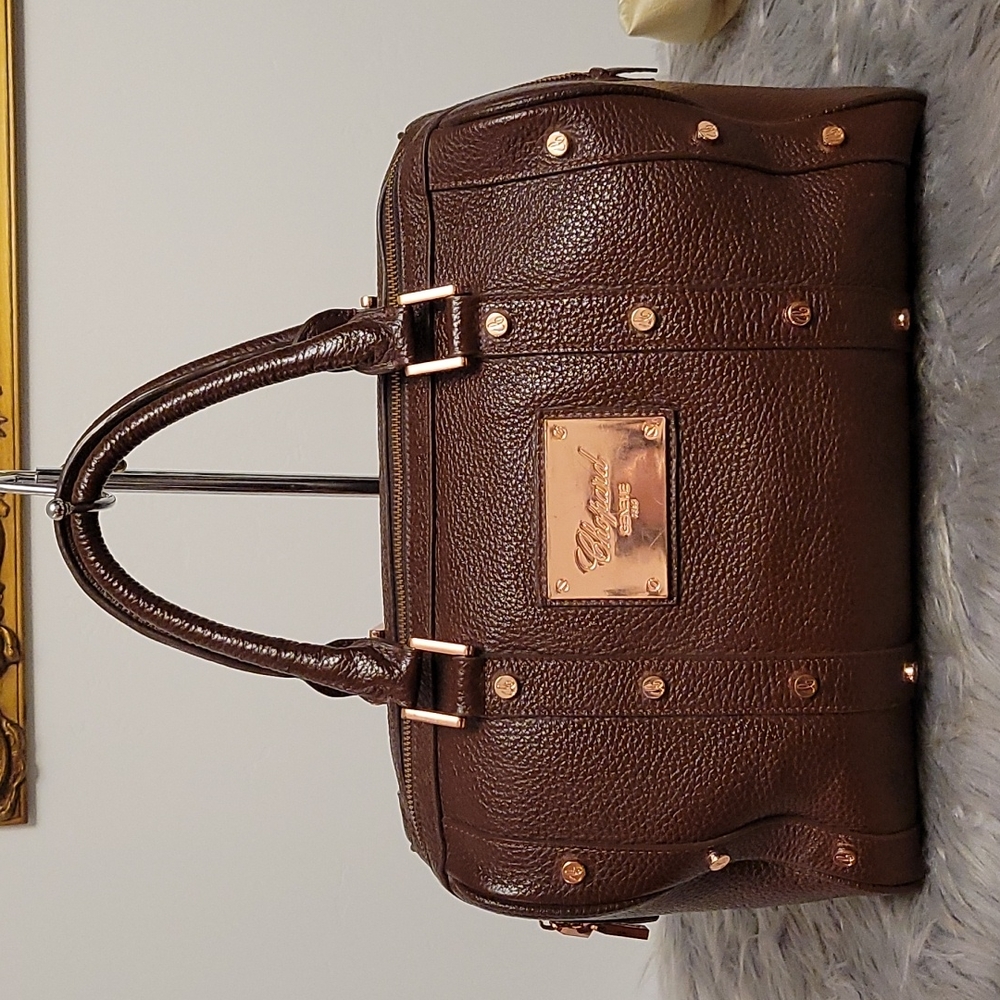 Chopard Geneve Chocolate brown leather satchel bag
